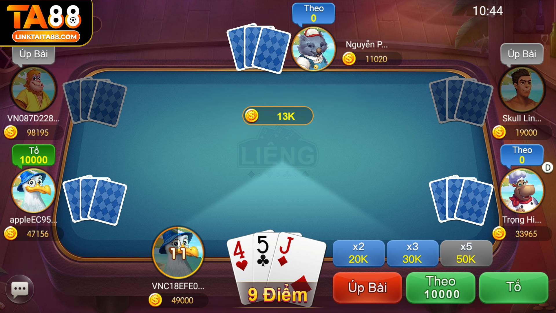 Liêng là game bài ba lá nhanh, đơn giản