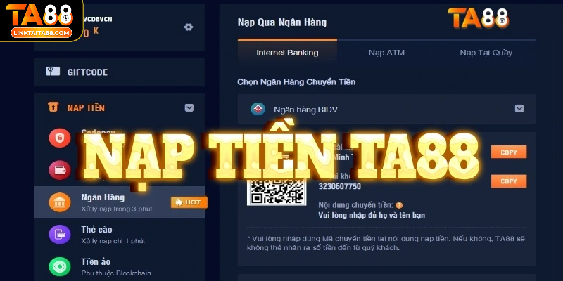 Nạp tiền để tham gia vào những trò chơi yêu thích